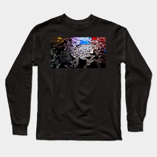 Detail of coloured Raindrops on black granite in Times Square, Midtown Manhattan, at night. New York City, USA Long Sleeve T-Shirt